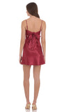 Satin Sweetheart Neck Dress in Wine