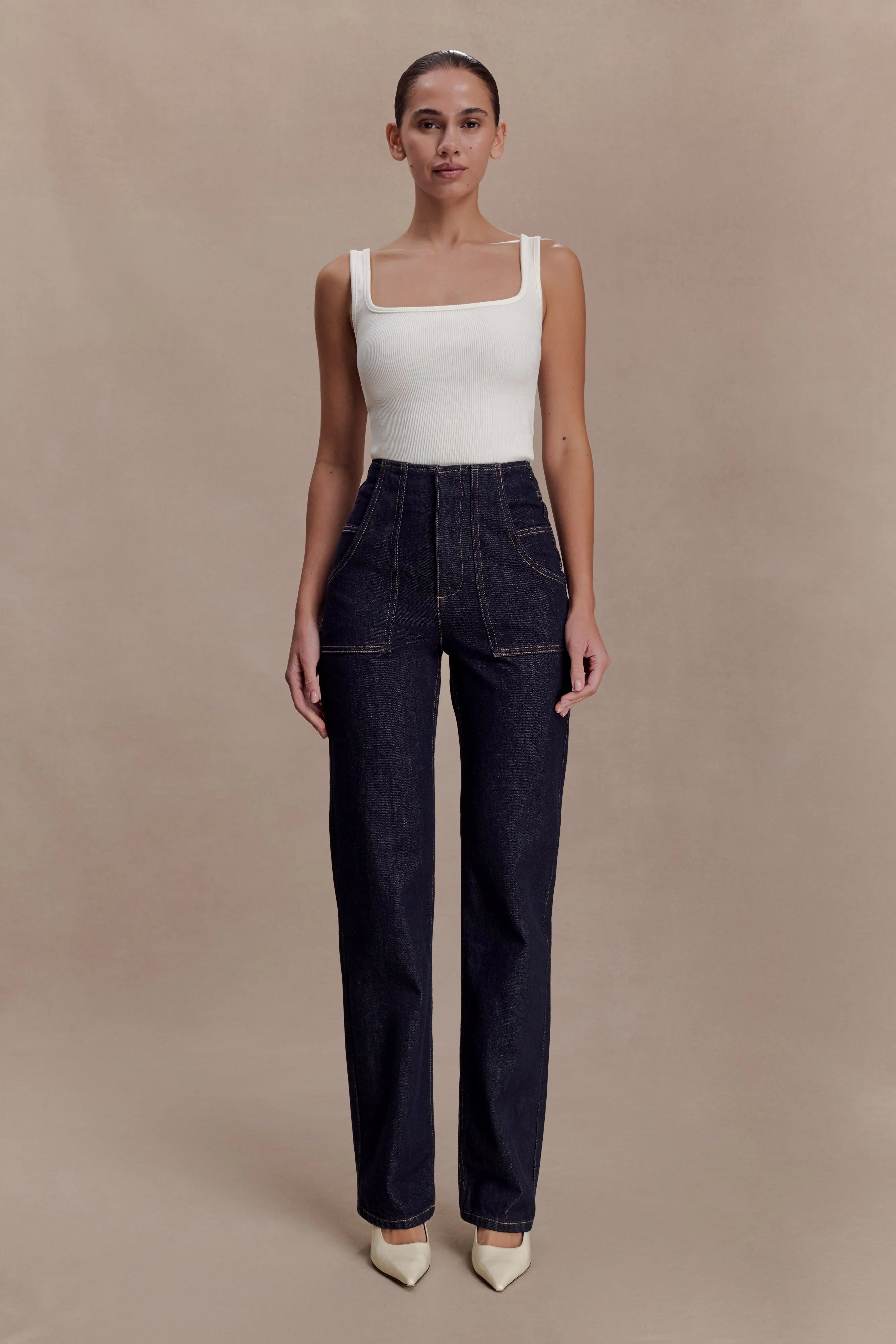 Clarrissa High Rise Jeans Washed Indigo Blue