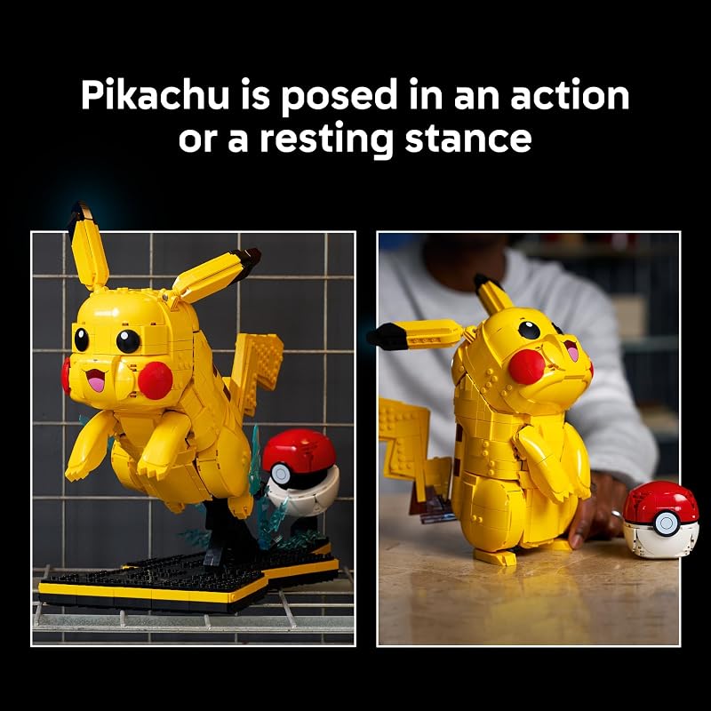 LEGO Pokémon Pikachu and Poké Ball Collectible Building Sets for Adults Ages 18 Pokémon Figure for Display Desk Shelf or Office Decor Gift for Men Women 72152