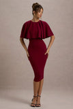 Andorra Berry Bodycon Cape Midi Dress