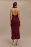 Annita Crepe Halter Midi Dress Merlot