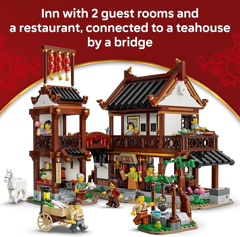 LEGO Chinese Festivals Ancient Moon Gazing Inn Building Toy for Boys Girls Ages 9 Spring Festival Decorations Craft Kit 80121