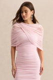 Magoria Light Pink Mesh Round Neck Cape