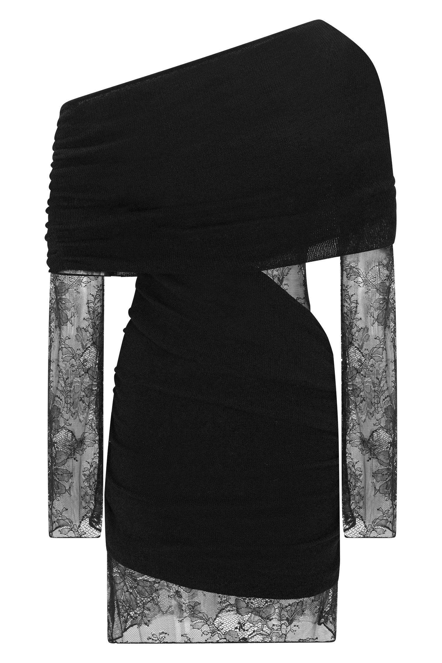 Luxie Lace Knit Mini Dress Black