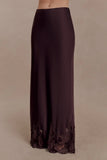 Nina Satin And Lace Maxi Skirt Chocolate