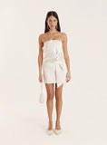 Cream Bow front Satin Mini Dress