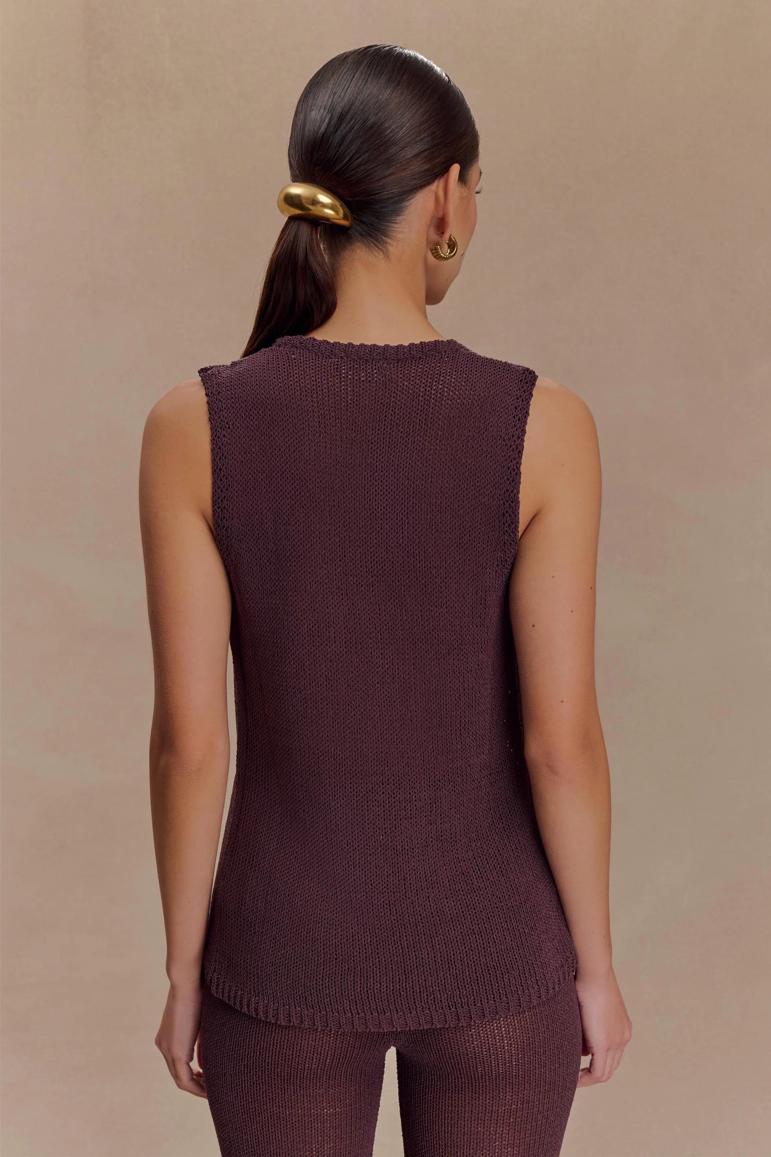 Malani Knit Top With Hardware Chocolate