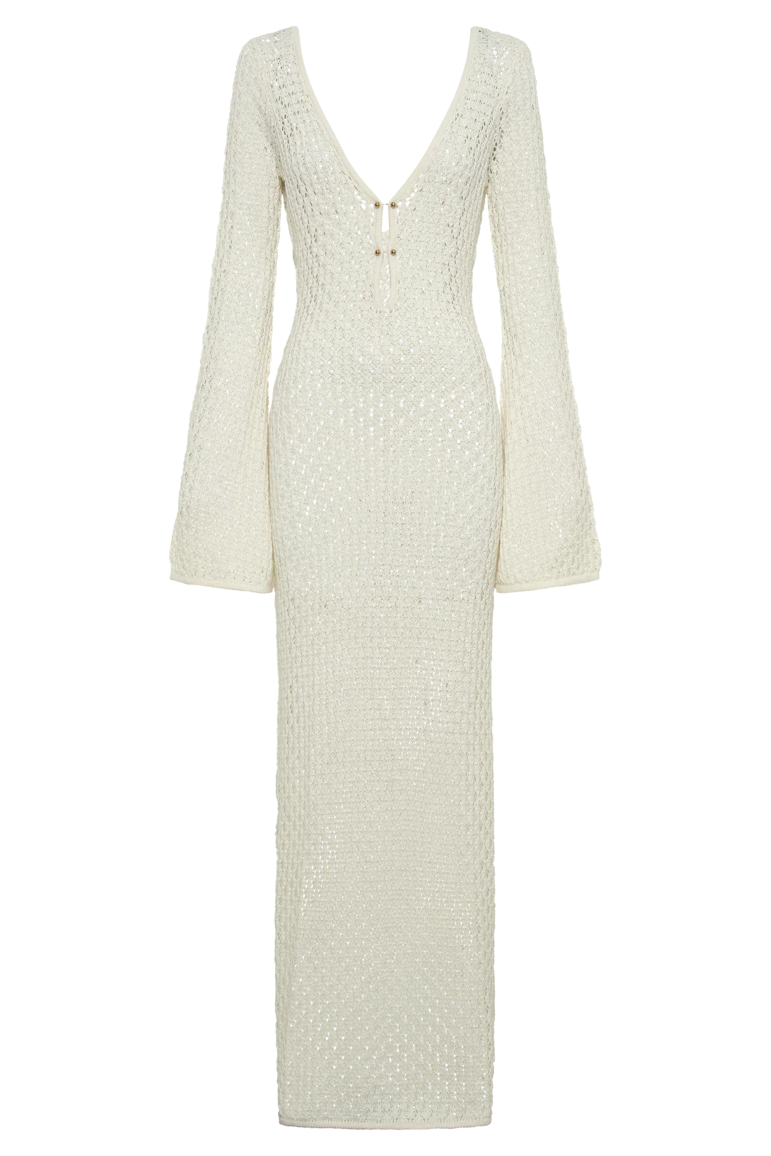 Kayleigh Crochet Fishtail Flare Sleeve Maxi Dress White