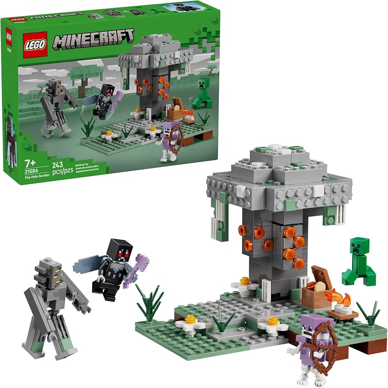 LEGO Minecraft The Pale Garden Building Pretend Play Toy for Boys Girls Video Game Playset Toy Figures for Kids Ages 7 W Mothman Creeper Minifigures Gift Idea for Birthdays 21586