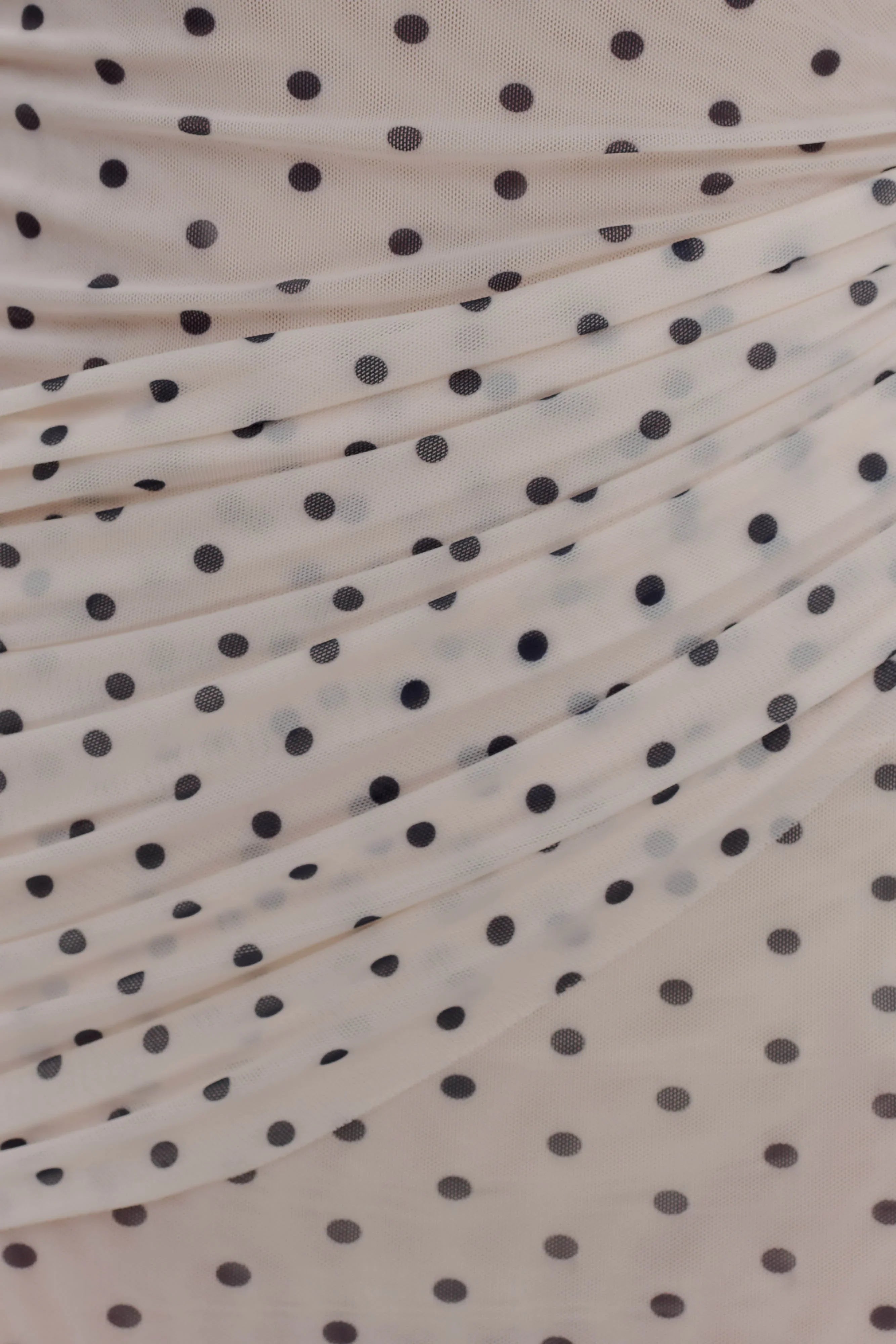 Adrienne One Shoulder Mesh Mini Dress Polka Dot