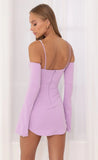 Crepe Rhinestone Dress in Purple