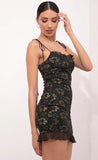 Stretch Lace Dress in Black and Gold
