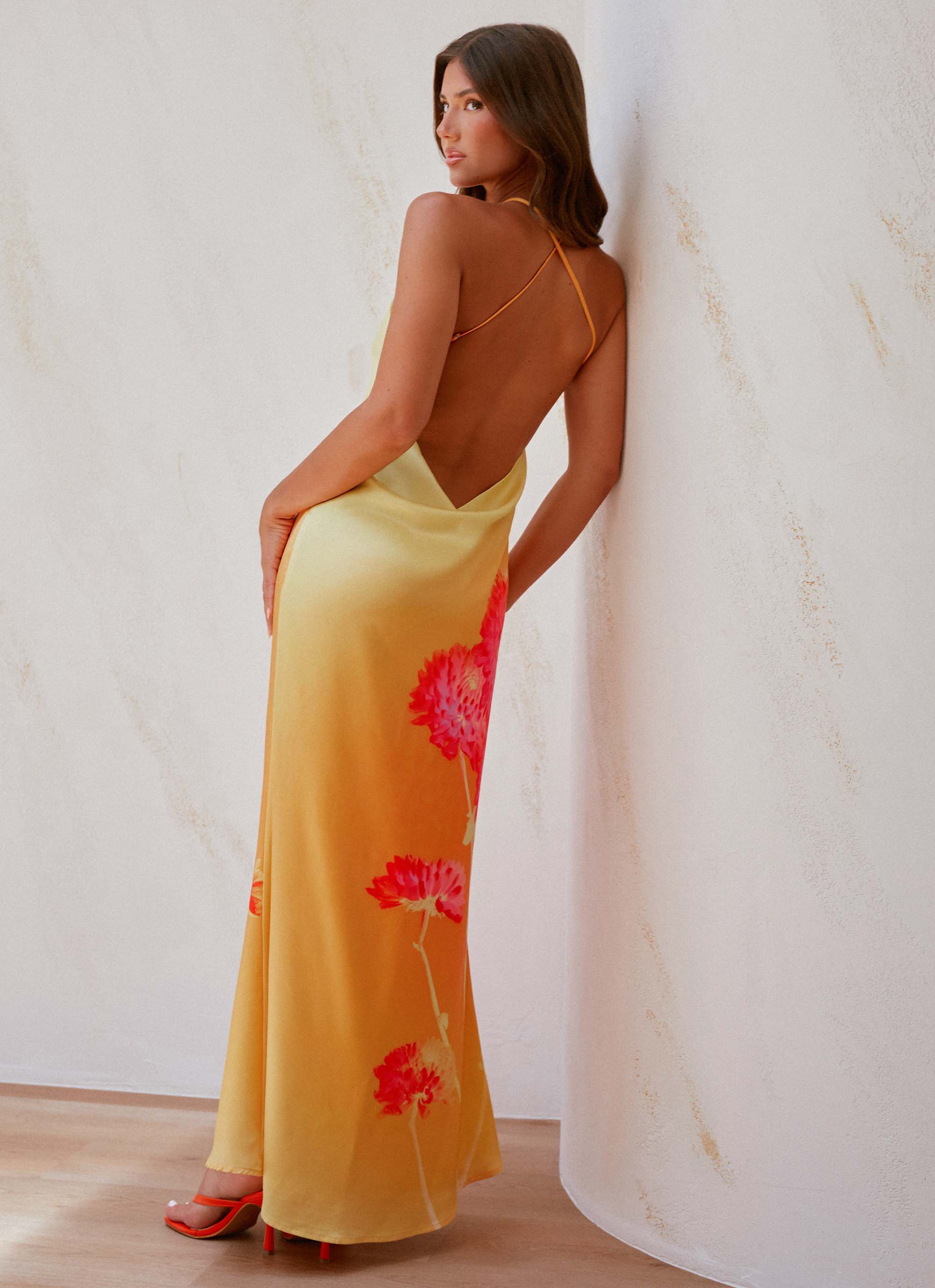 Chloe Maxi Dress Orange Floral