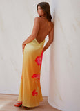 Chloe Maxi Dress Orange Floral