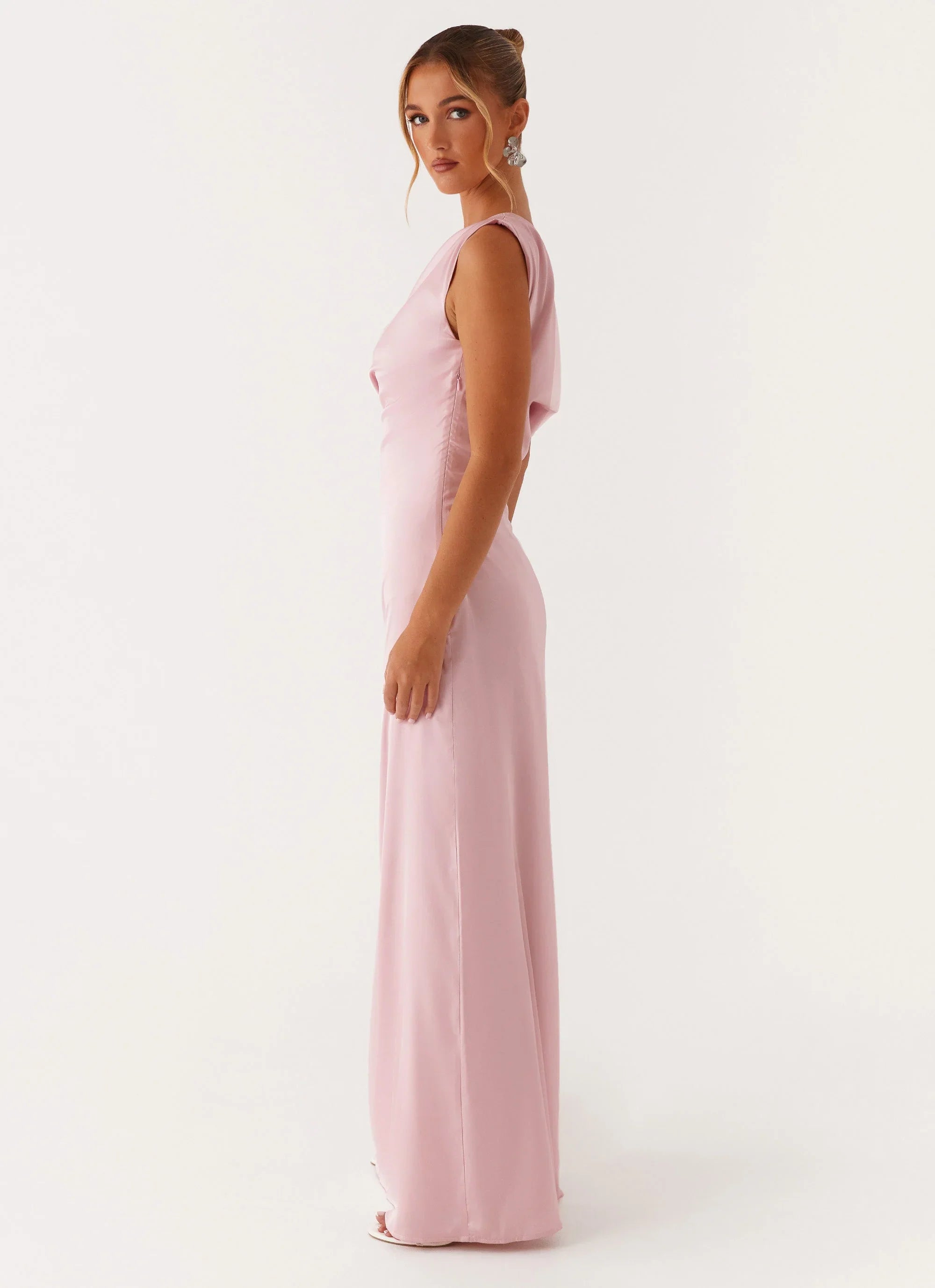 Heart Of Glass Satin Maxi Dress Pink