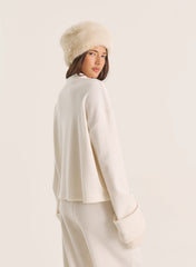 Ecru Wide Cuff Sleeved Knitted Jumper