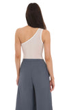 One Shoulder Keyhole Bodysuit in White