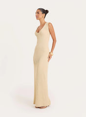 Lemon Knitted Sleeveless Maxi Dress