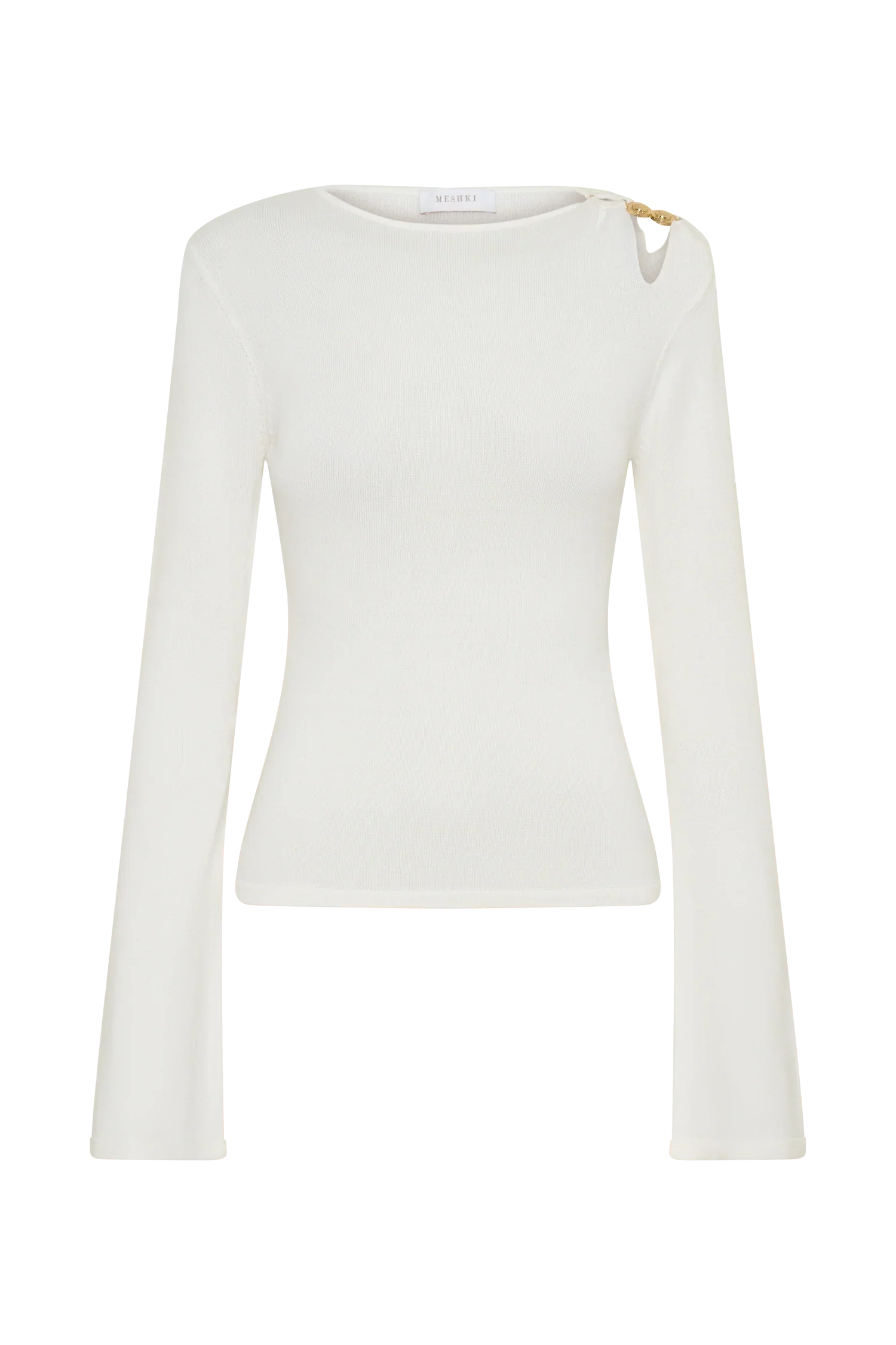 Ricky Knit Long Sleeve Longline Top Ivory