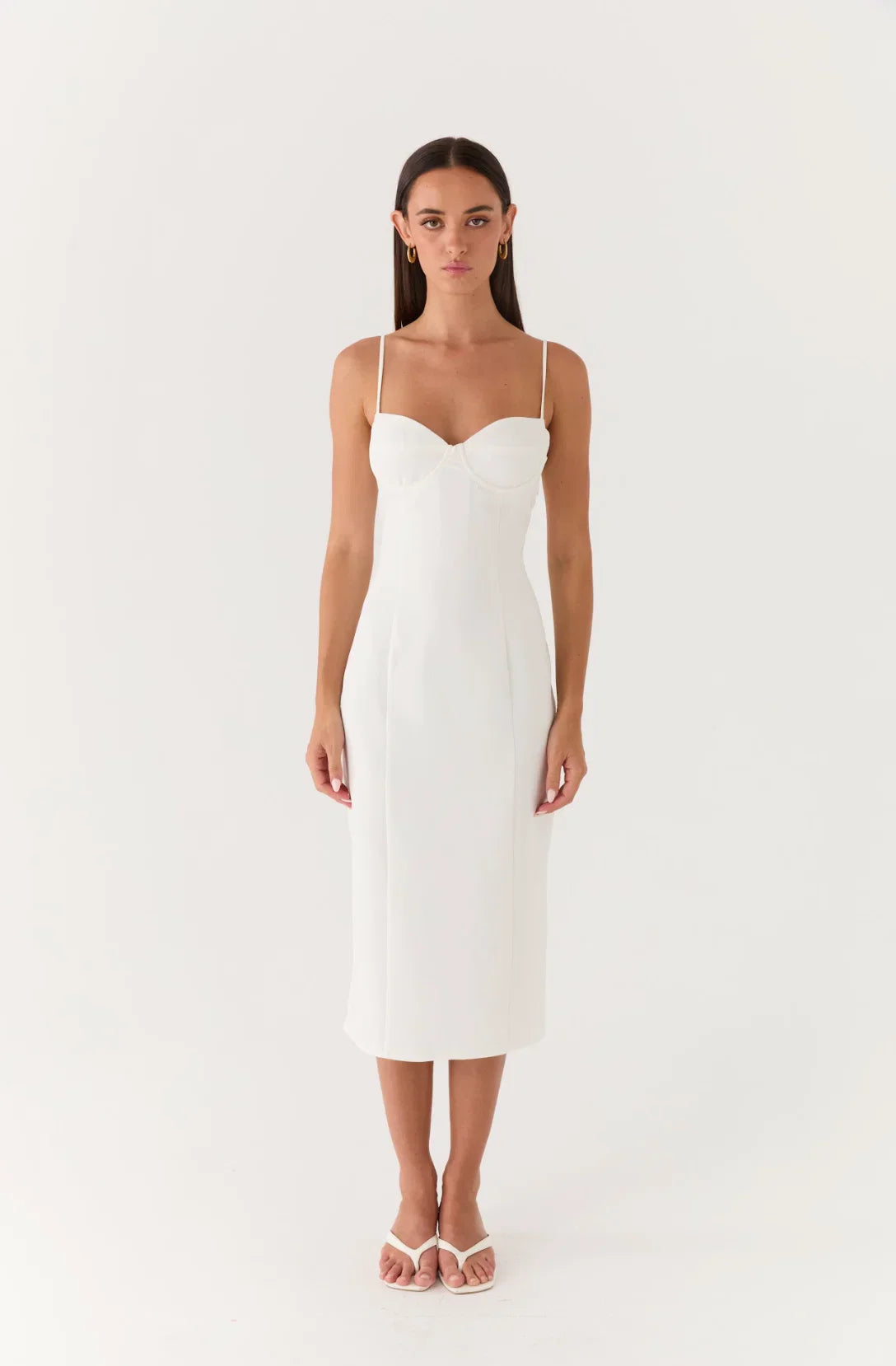 Asling Bustier Midi Dress White