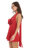 Flower V Neck Dress in Red