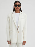 Cream Oversized Single Breasted Blazer