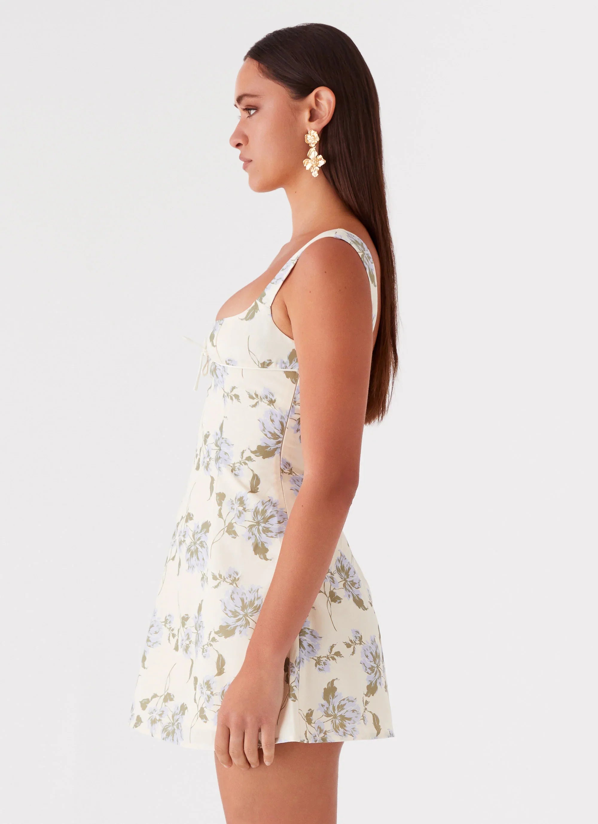 Cadence Mini Dress Yellow Purple Floral