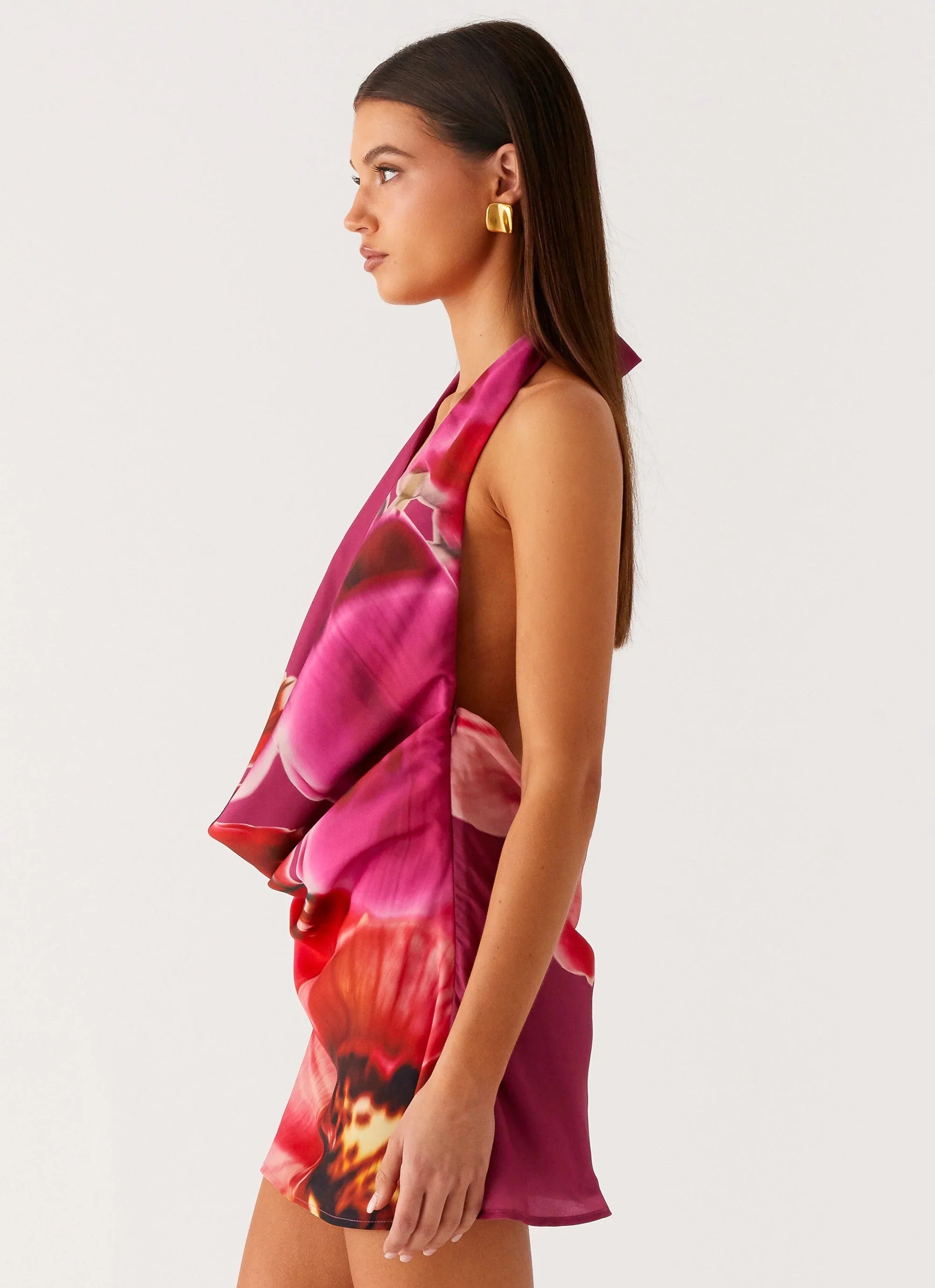 Varindra Cowl Mini Dress Violetta Bloom