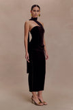 Mattea Velvet Midi Dress With Scarf Chocolate