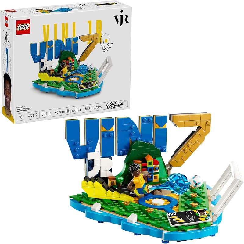 LEGO Editions Vini Jr Soccer Highlights Building Set for Boys Girls Ages 10 Collectible Soccer Gift W Plaque Kids Bedroom or Shelf Decor 43027
