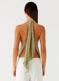 Maddox Scarf Top Sage