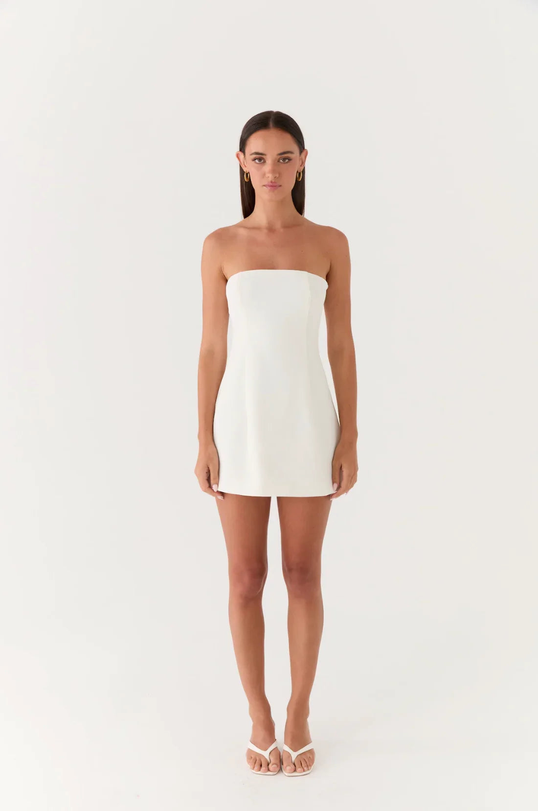 Della Strapless Mini Dress White