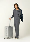 Dark Grey Ribbed Jersey Trousers