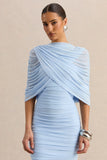 Magoria Powder Blue Mesh Round Neck Cape