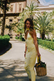 Wynn Floral Knit Midi Dress Lemon