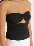 Black Cut Out Gold Hardware Bandeau Top