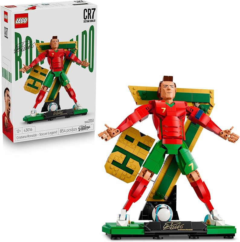 LEGO Editions Cristiano Ronaldo Soccer Legend Building Set for Boys Girls Ages 12 Collectible Soccer Gift with Plaque Kids Bedroom or Shelf Decor 43016