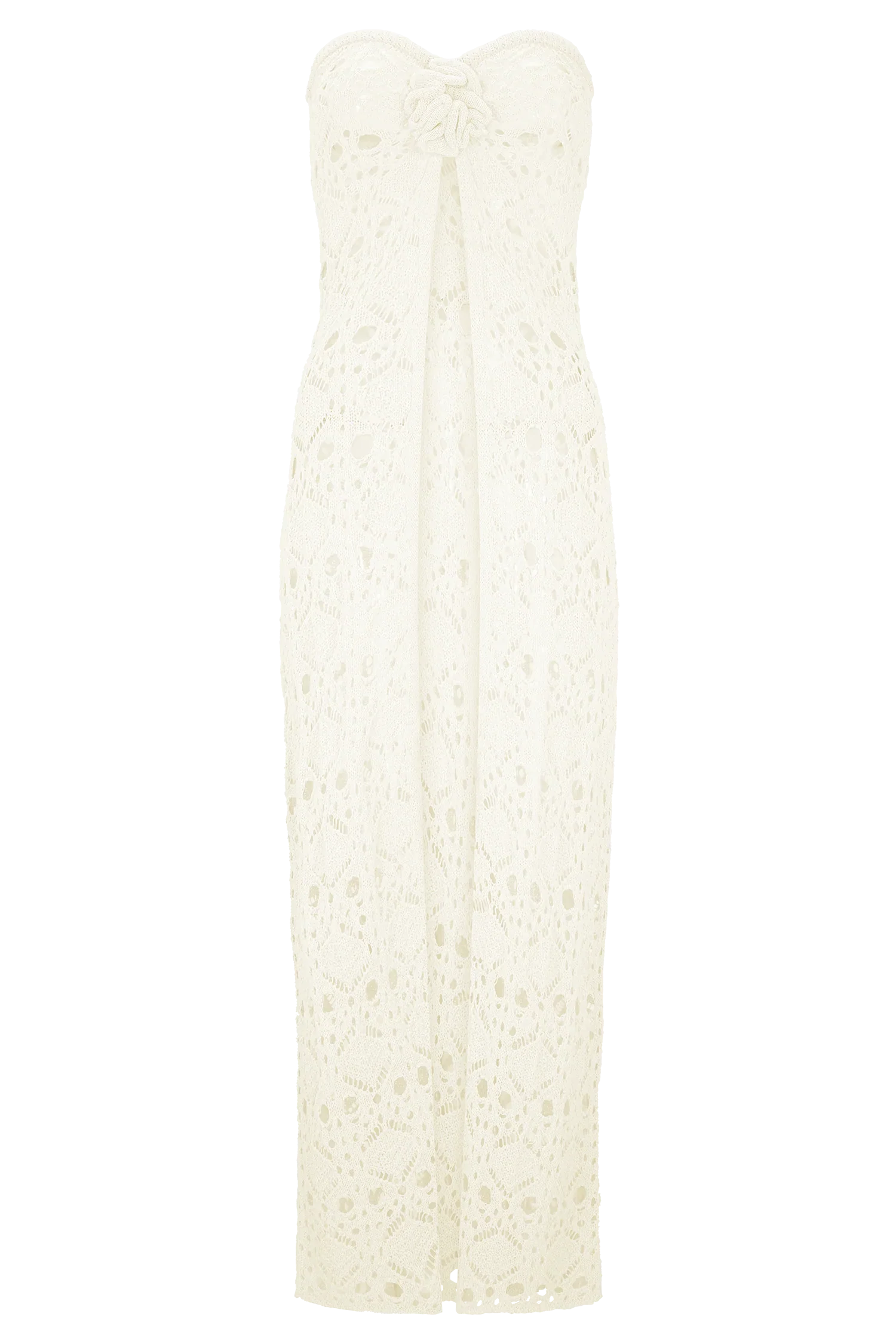 Aeline Strapless Crochet Knit Top Ivory