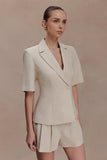 Martine Short Sleeve Linen Top Natural