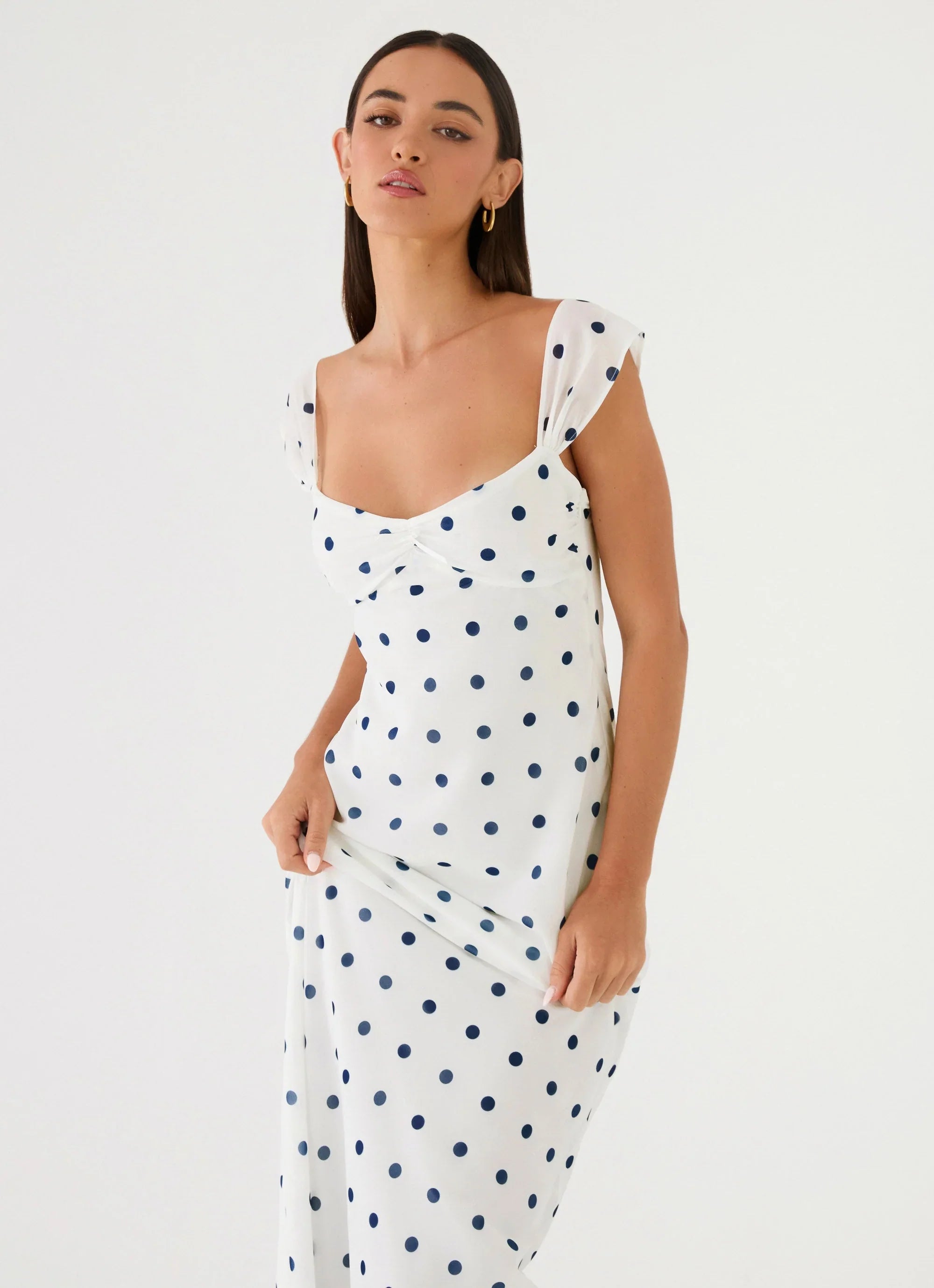 Roma Notte Maxi Dress Porcelain Blue Polka Dot