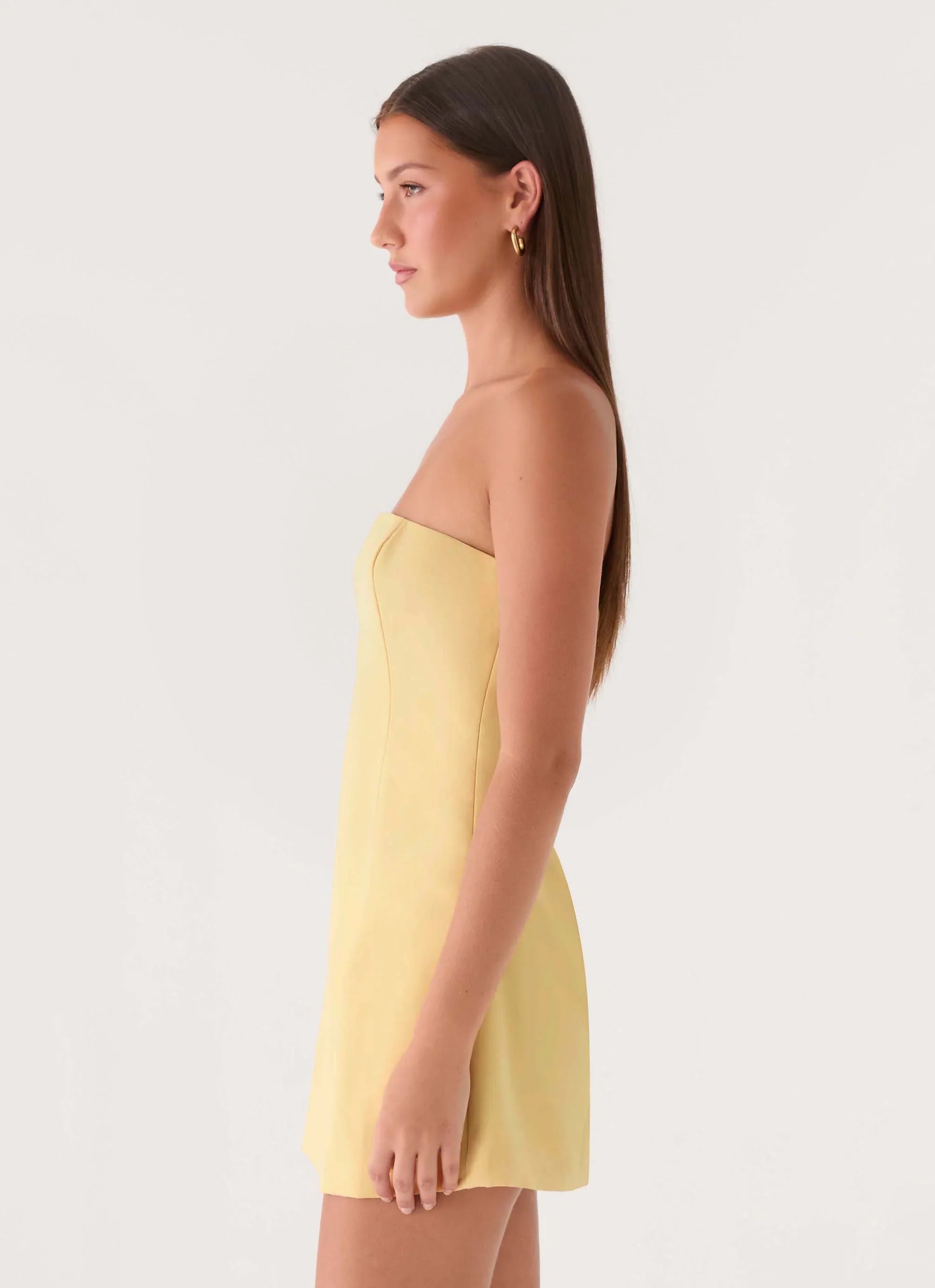 Della Strapless Mini Dress Yellow
