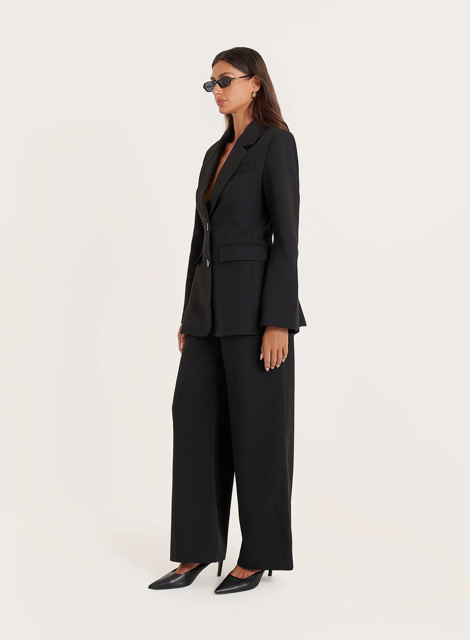 Black Tailored Straight Leg Trousers