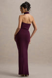 Hayden Burgundy High Neck Draped Split Maxi Dress