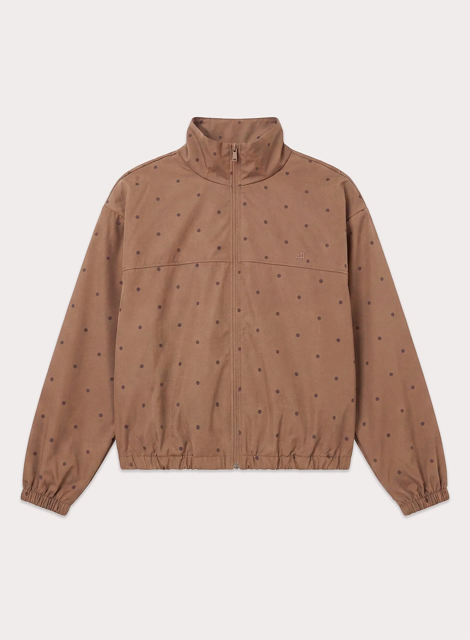 Brown Polka Dot Funnel Neck Track Jacket
