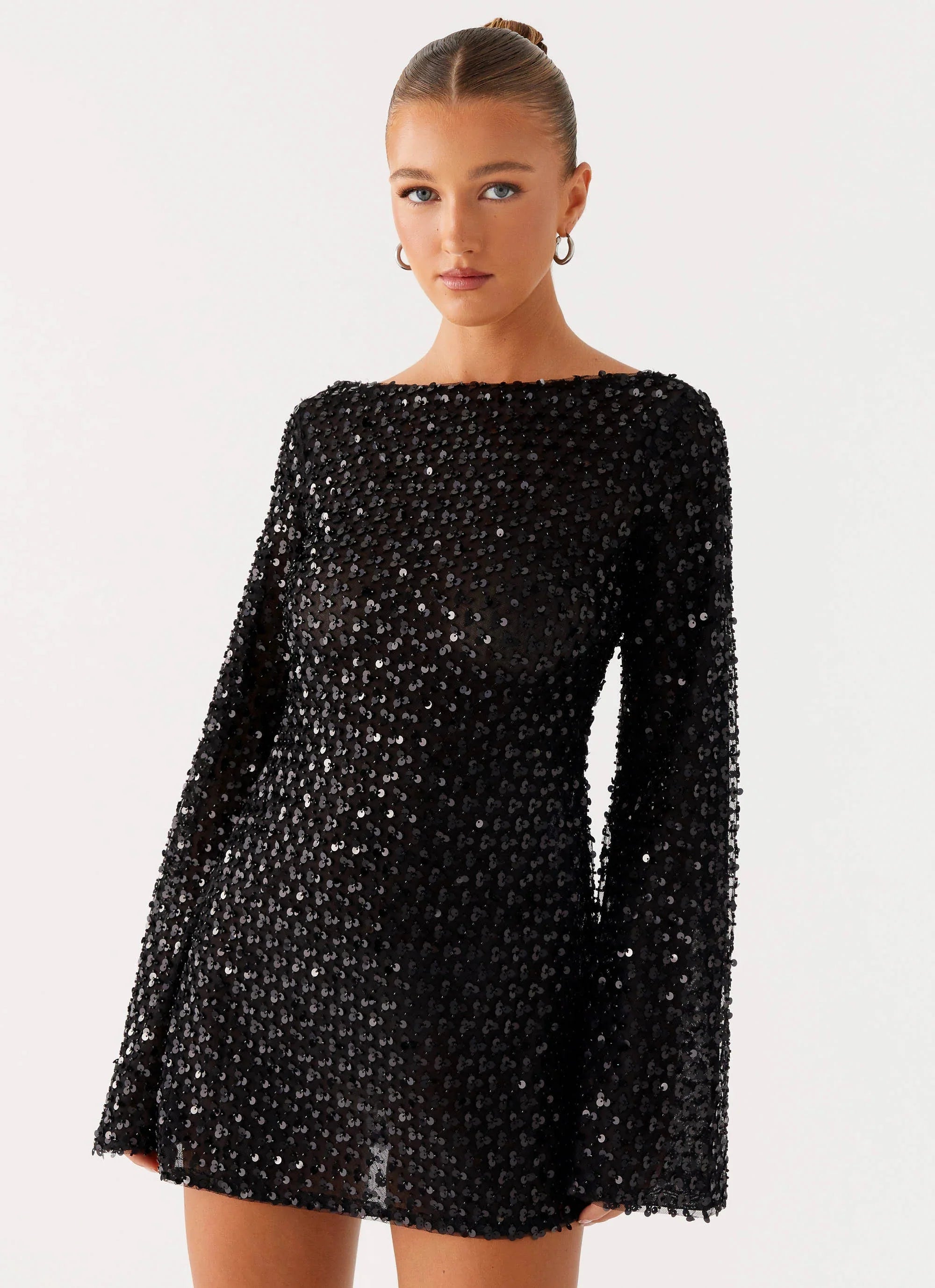 Edessa Sequin Mini Dress Black