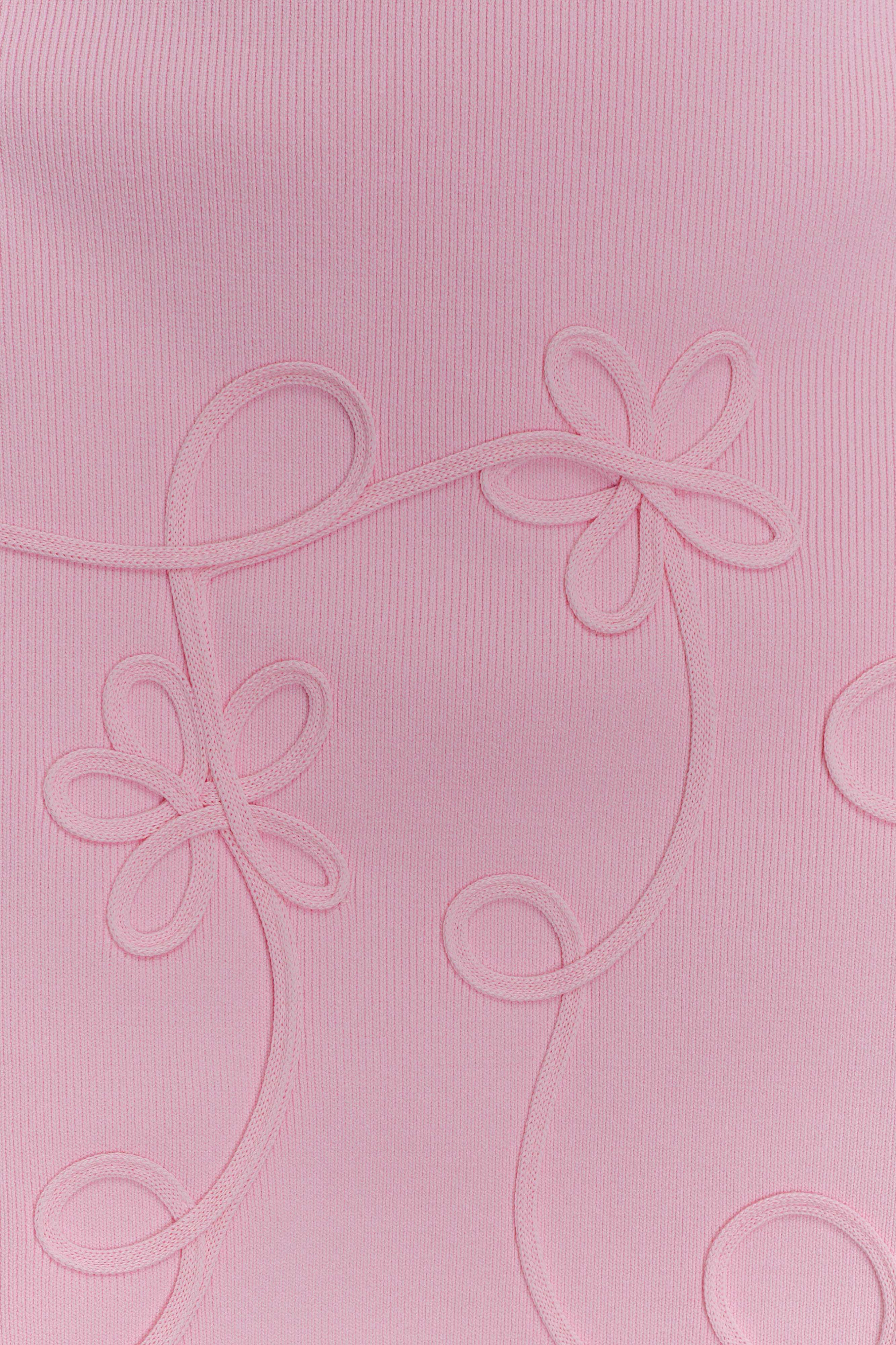 Brullo Embroidery Knit Mini Dress Baby Pink