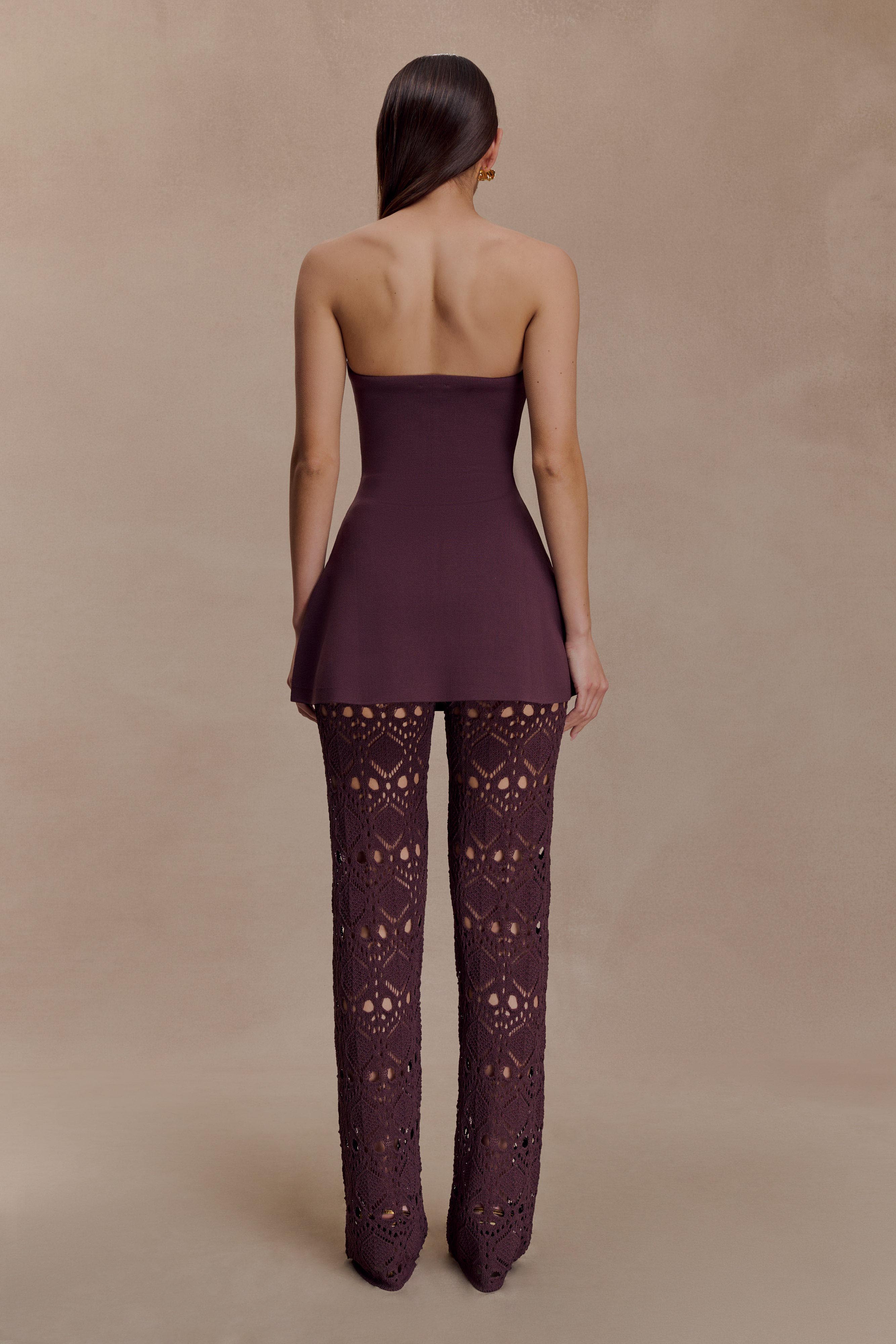 Trena Crochet Knit Pants Chocolate