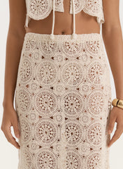 Beige Crochet Maxi Skirt