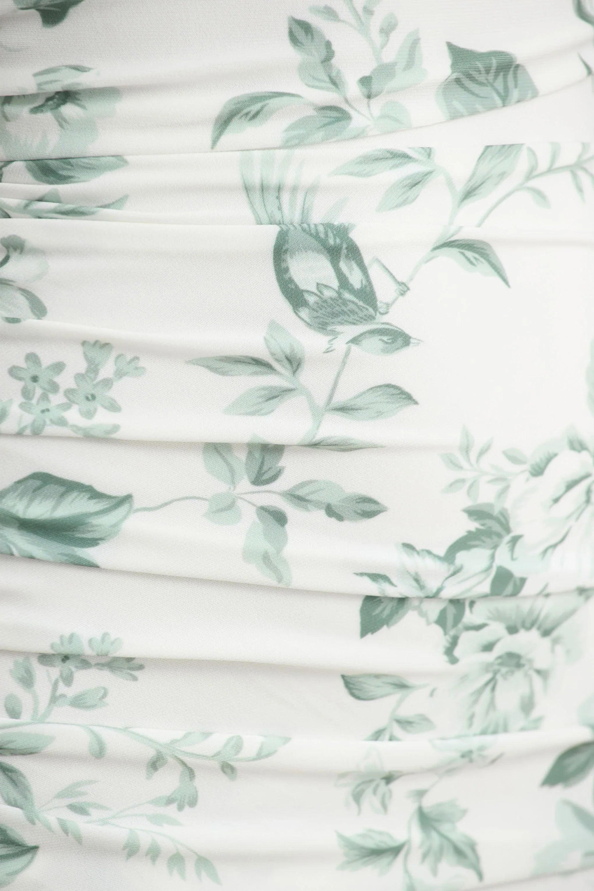 Clementina Green Porcelain Print Asymmetric Cape Sleeve Maxi Dress