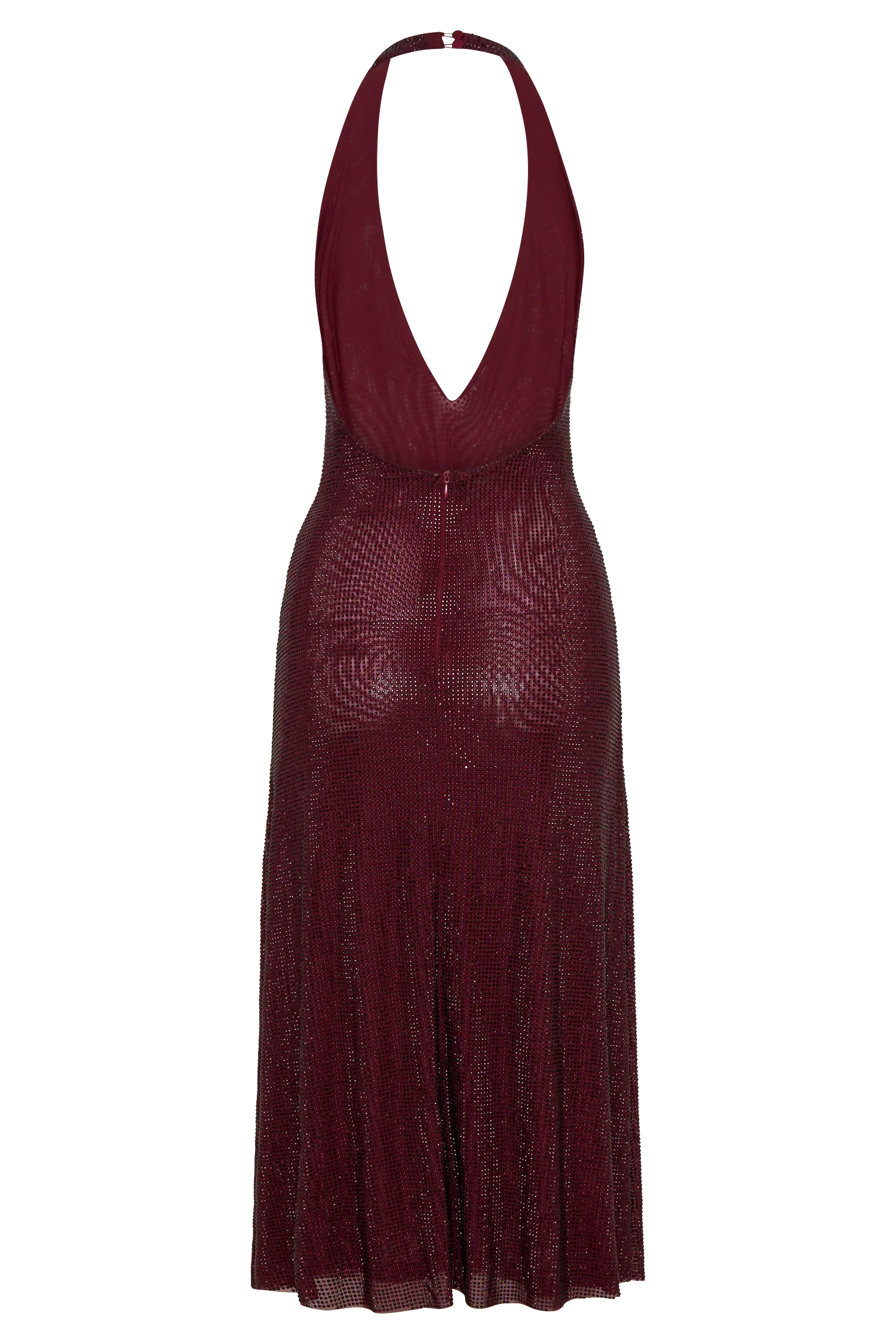 Genie Diamante Halter Midi Dress Mahogany